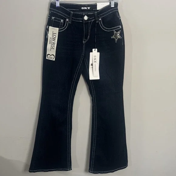 sky premium collection jeans Low Rise Flare Size 7/28 Boot Cut - Picture 2 of 7